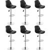 RELOVE Sgabello da Bar Moderno Sgabello Alto con Schienale in Simipelle Sedia Alta da Cucina Regolabile Girevole (Nero-6pc)
