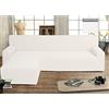 BIANCHERIAWEB Copridivano Genius con Penisola Chaise Longue Modello Swing Colore Bianco Sinistra Bianco