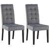 Vente-unique VILLOSA - Set di 2 sedie in tessuto grigio e gambe in legno, colore: Nero