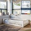 Kids Collective Lettino da pavimento 80 x 160 cm, letto con materasso, protezione dalle cadute e rete a doghe Montessori, letto singolo, set completo | legno massiccio bianco per bambini e bambine