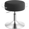 WOLTU Sgabello da Trucco Rotondo Girevole Regolabile in Altezza, Sgabello Imbottito per Toeletta, Sedia da Cucina in Velluto, Altezza Seduta 44-56 cm, Nero Inchiostro