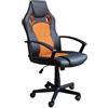 milani home - poltrona gaming ergonomica con poggiatesta e supporto lombare, girevole, arancione, per ufficio e home office