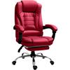 RMF PRO RMF Sedia Ufficio Ergonomica Professionale Reclinabile, Sedia Scrivania Seduta Comoda e Rilassante con Poggiapiedi - Poltrona Relax con Ruote Girevoli Altezza Regolabile (Rossa)