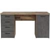 AVANTI TRENDSTORE - Feena - Scrivania composta da 4 cassetti ed 1 anta a battente laterale. Disponibile in 3 colori. Dimensioni LAP 145x76,3x60 cm (old style scuro/grigio cemento)