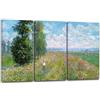 Printed Paintings Stampa su Tela 3 Parti(120x80cm): Claude Monet - Prato con pioppi
