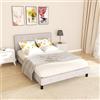 Jaxguom Letto imbottito 120 x 200 cm, doppio telaio letto con rete a doghe, doghe in legno per sostenere la testiera, grigio chiaro