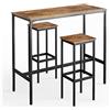 Vicco Tavolo bar alto Fyrk, Legno antico, 120 x 50 cm con 2 sgabelli da bar, adatto per banconi e piani cucina, impilabile per la conservazione