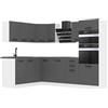 B BELINI GROUP Belini - Blocco cucina Melanie a forma di L, mobili da cucina con manici, cucina senza elettrodomestici con pensili e mobiletti, con controsoffitti, colore: Argento opaco