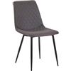 CLP Sedia Pranzo Moderna Imbottita Telde In Tessuto I Sedia Da Pranzo Trapunta Con Telaio In Metallo I Sedia Tavolo Design, Colore:grigio scuro