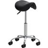 CLP Sgabello Lavoro Reno In Similpelle I Sgabello Pc A Sella Imbottito Regolabile 53-68 CM E Girevole Base In Metallo, Colore:nero