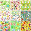 LICHENGTAI Tessuto Patchwork Trapuntato, con Simpatiche Uova di Pasqua, Motivi Floreali Stampati Sistema Patchwork Tessuti Patchwork di Tessuto di Cotone Colorato Set di Tessuti Pacchetto di Stoffa di Cotone