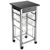 VERSA Leicester Carrello Cucina e Portabottiglie con Ruote e cassetti, Mobile Cucina, Misure (A x L x l) 82 x 40 x 40 cm, Legno e Metallo, Colore Nero