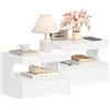 Hzuaneri Comodino Sospeso Set di 2, 1 Cassetto con Guide, Spazio Aperto a Forma di U, Moderno, per Camera da Letto Soggiorno, 30 x 40 x 29,2 cm, Bianco NS50203X