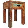 FineBuy Comodino Letto Legno Massello Mango 40x55x40cm Stile Shabby Chic | Consolle Notturna con cassetto | Comodino da Notte