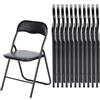EGGREE Set di 12 Sedia Pieghevole da Salotto con Struttura in Metallo e Seduta Imbottita in PVC, Capacità di Peso 110KG, Sedia da Campeggio/Balcone/Ufficio
