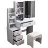21 SHOP® Mobile Toeletta Scrivania con Specchio Scorrevole per Trucco Set mensole, cassetti laterali e centrale e sgabello tavolo cosmetici per ragazze bambine Centro di Bellezza 130X80X35 - BIANCO