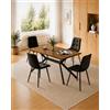 LEWE Tavolo da pranzo in legno Scuro con 4 Nero Sedie in Velluto | Tavolo Rettangolare da 140 x 80 cm, Gambe Sedie e Tavolo in Metallo, Ergonomico, Ideale per Sala da Pranzo Cucina Soggiorno