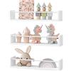 WOLTU Libreria da Parete per Bambini, 3 Mensole per Cameretta, Porta Libri e Giocattoli, Libreria Sospesa in Pino e MDF, Bianco, RG9508ws