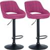 CLP Set di 2 sgabelli da bar Milet regolabili in altezza con schienale, sedute imbottite in tessuto, struttura in metallo girevole, | Colore viola Materiale base Metallo nero opaco