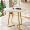 ZKLOEP Tavolo da pranzo rotondo (1 pezzo), tavolo da cucina, struttura unica in metallo, moderno motivo marmo, adatto per sala da pranzo, soggiorno, bianco/oro