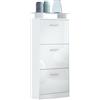 Vladon Scarpiera Lavia V2, Scarpiera per 12 Paia di Scarpe con 3 Ribalte e Mensola in Vetro, bianco opaco/bianco lucido (46 x 128 x 23 cm)