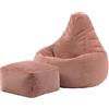 icon Dalton Poltrona Sacco con Poggiapiedi, Rosa, Velluto a Coste, Pouf Poltrona con Riempimento Incluso, Pouf Sacco, Camera da Letto, Soggiorno, Mobili Soggiorno