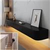 XDXINY - Console TV mobile fluttuante da parete, mobiletto per TV con ampio spazio di archiviazione, mobile basso sotto TV con cassetti, staffa per router (nero + LED, 200 x 20 x 24 cm)