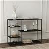 [en.casa] Scaffale da Terra in Acciaio con Ripiani Libreria Consolle Autoportante con Vani Aperti Mobile Basso Espositore per Soggiorno Ufficio 120x35x88 cm - Nero Opaco