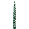 FADE Set Due Pezzi Candela Natalizia a Forma di Albero di Natale Verde innevato in Cera 2,5xh25 cm