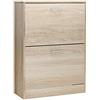 VASAGLE Scarpiera con 2 Ribalte, Scaffale Portascarpe, Organizzatore per Scarpe, Divisori Regolabili, per 8-12 Paia di Scarpe, Corridoio, 24 x 60 x 83,5 cm, Colore Naturale LBC602H