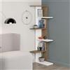 Totò Piccinni Libreria KORA angolare in legno 6 Ripiani dal design moderno 37x22x141h (Bianco/Rovere Antico)