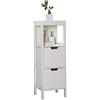 ETNIC ART Mobiletto Bagno Salvaspazio Ingresso Soggiorno Camera Legno Bianco Mdf 30x30x89 Armadietto Multiuso Arredo Bagno Due cassetti Due Ripiani Contenitore