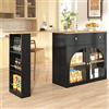 Idemon Tavolo da bar allungabile con spazio di archiviazione (138 - 204 × 39 × 104 cm), girevole a 360°, moderno tavolo da cucina, tavolo da bistro, credenza con ripiani e vetro, (nero)