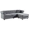 Vente-unique - Divano angolare chesterfield reversibile in velluto Antracite - TOLEDO