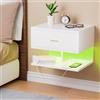 ChromaCasa Comodino Sospeso con LED RGB E 1 Presa AC/2 Porte USB,Comodini Sospesi Camera da Letto con 1 Cassetto E 2 Ripiani Aperti, 40 X 30 X 30 cm,Adatto Per Camera Da Letto E Soggiorno(Bianco)