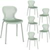 JIJIAN Set di 6 Sedie Sala da Pranzo Impilabili, Sedia da Cucina con Gambe in Metallo, Sedie da Giardino in Plastica, per Sala da Pranzo, Soggiorno, Giardino, Balcone e Terrazza, Verde Menta