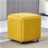 Generic Pouf moderno 5 in 1 con contenitore ottomano con funzione di cambio scarpe impilabile, multi funzionale seduta piccola e tavolo cubo pieghevole per soggiorno divano velluto giallo piccolo piccolo