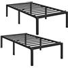 Yaheetech Set di 2 Rete Letto Singolo in Metallo 36,5 cm senza Testiera per Camera da Letto in Ferro Battuto Moderno Nero 90 x 200 cm