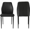 jiexi Set di 2 sedie moderne per sala da pranzo metà secolo, in ecopelle, con gambe in metallo stabili e durevoli, imbottite, per cucina, sala da pranzo, soggiorno (nero)