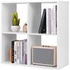 HOMASIS Libreria Bassa Divisoria, Scaffale in Legno con Dispositivo Anti-Ribaltamento, Scaffale Salvaspazio e Moderna, Libreria Aperta per Soggiorno, Camera da Letto (Bianco, 69,5 x 33 x 69,5 cm)