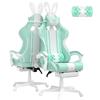 Ferghana Sedia Gaming Ergonomica con Poggiapiedi e Cuscino Lombare, Poggiatesta, Multifunzionale, Comoda per Ufficio e Gaming, Verde Menta