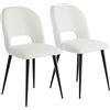 Chleby Set di 2 Sedia da Pranzo in Righe Tessitura Sedie Imbottite con Schienale gambe in metallo per Sala da Pranzo, Soggiorno Bianco