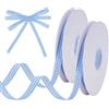 UNICRAFTALE Gingham - Nastro lungo 45 m, in poliestere, a quadri, 10 mm, larghezza blu bufalo, a quadri, per primavera, estate, sottile, per il fai da te, accessori per capelli, idea regalo