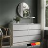 Home Collective Cassettiera larga 140 cm con 6 cassetti cassettiera bianca cassettiera in legno cassettiera alta camera da letto soggiorno corridoio ufficio organizzatore larghezza 140 cm altezza 78 cm