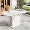 Soweiz Tavolo da pranzo ovale allungabile 110/130x70x75 cm, scrivania moderna con archiviazione, tavolo multifunzione salvaspazio (bianco+manico)