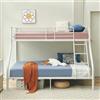 FetiNes Letto a castello Sortland, letto a soppalco con scaletta e due superfici 90 x 200 cm e 140 x 200 cm, in metallo, bianco