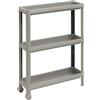 DEA HOME Tina Carrello salvaspazio grigio tortora 53x17x71h cm, in plastica resistente con 3 ripiani forati, con ruote e maniglie ergonomiche, pratico per riporre oggetti in ambienti domestici