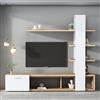 boorbin Set di mobili da soggiorno, 180 x 33,5 x 151,5 cm, adatto per TV sotto i 60 pollici, moderno bianco rovere, mobile TV basso, set di mobili da soggiorno (colore legno)