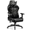 DIABLO X-Ray Sedia Gaming Gamer Poltrona da Ufficio Scrivana Braccioli 4D Design Ergonomico Perforazione Pelle Sintetica Funzione di Inclinazione Nero-Grigio Normal (L)