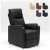 Produce Shop Poltrona Relax Reclinabile con Poggiapiedi in Similpelle Giulia - Nero